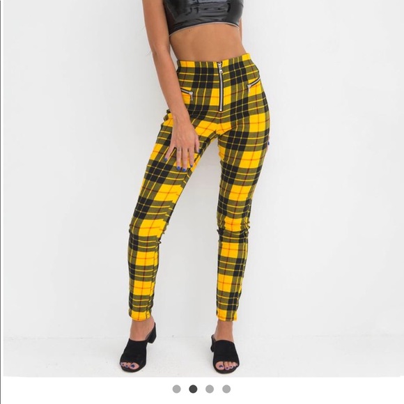 yellow plaid pants